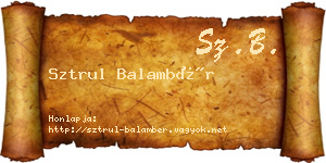 Sztrul Balambér névjegykártya